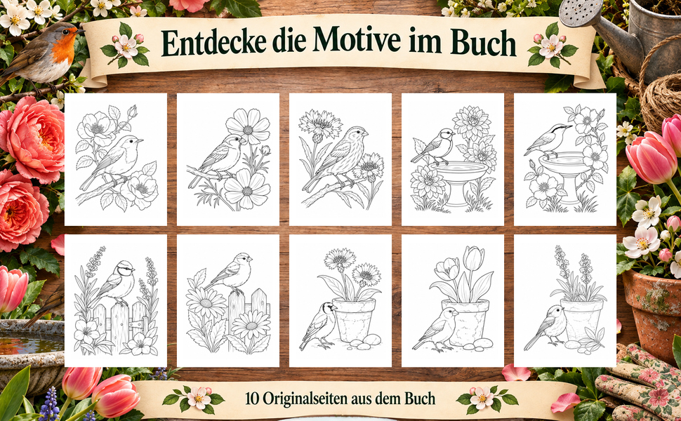Zehn Originalseiten aus „Blütenzweig und Vogelsang“.