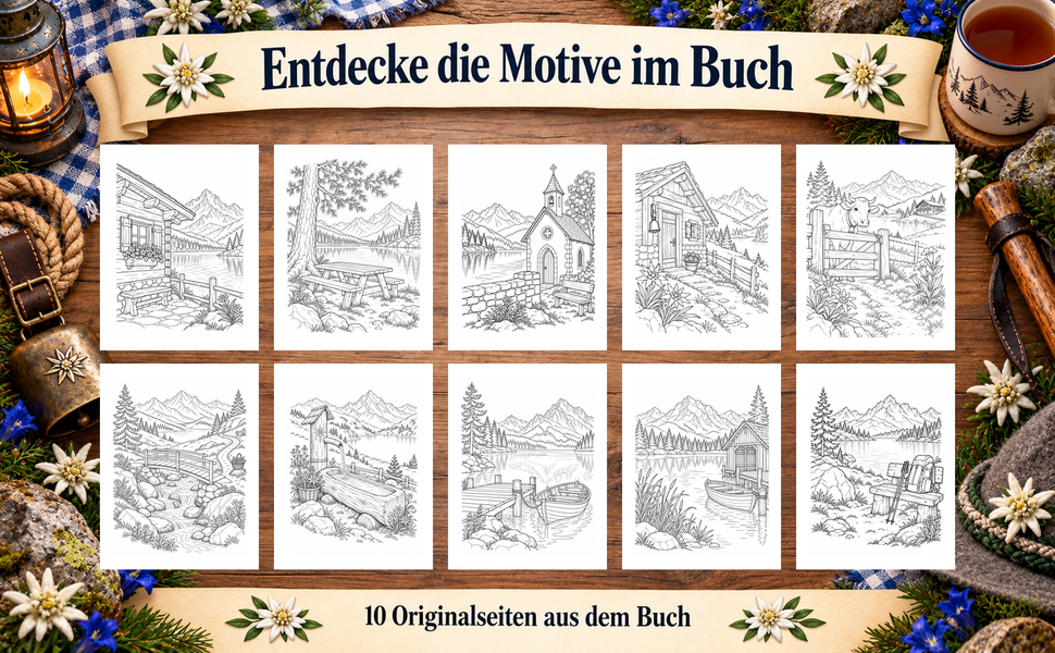 Zehn Originalseiten aus „Bergstille am Hüttensee“.