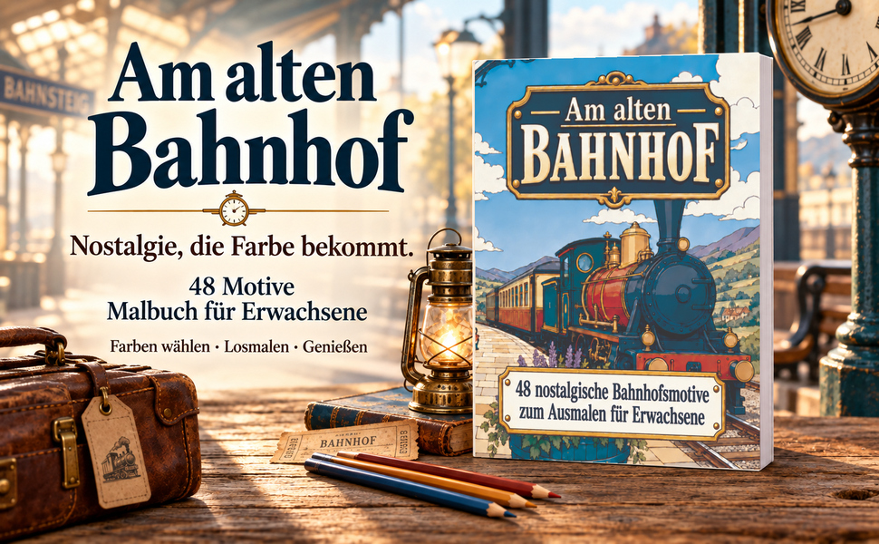 Originalcover: Am alten Bahnhof. 48 Motive zum Ausmalen.
