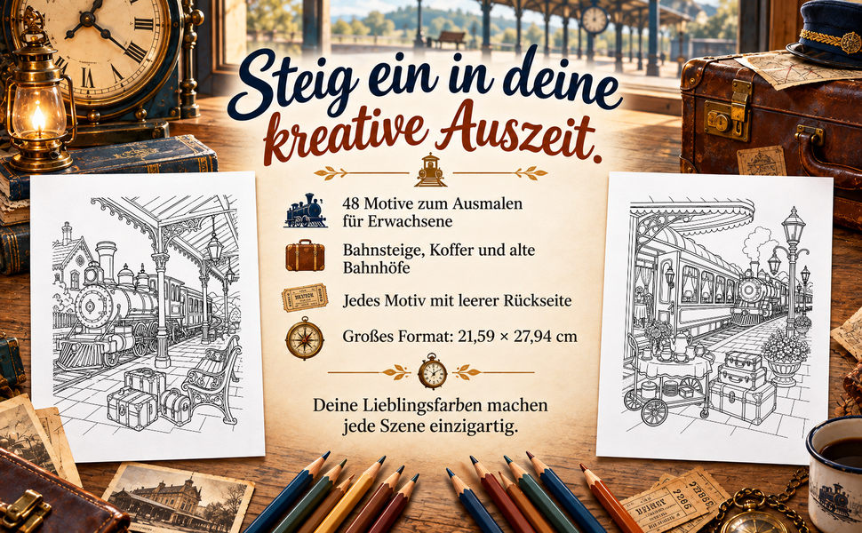 Zwei Originalseiten, Motivzahl, leere Rückseiten und großes Buchformat.