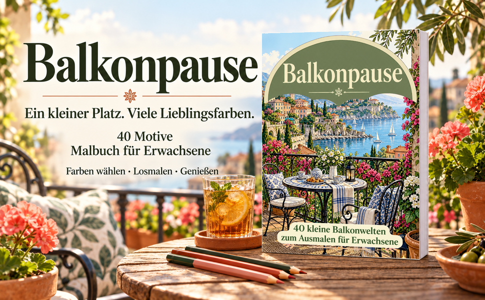 Originalcover: Balkonpause. 40 Motive zum Ausmalen.