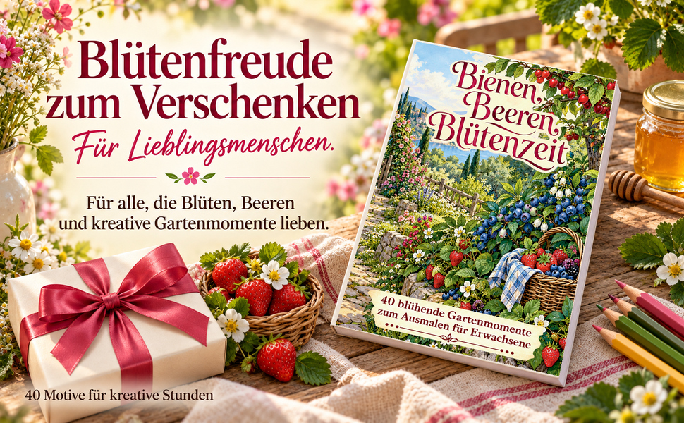 Geschenkidee mit dem Originalcover von „Bienen, Beeren, Blütenzeit“.