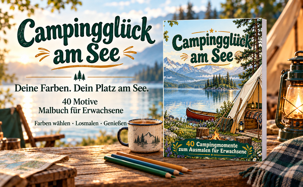 Originalcover: Campingglück am See. 40 Motive zum Ausmalen.