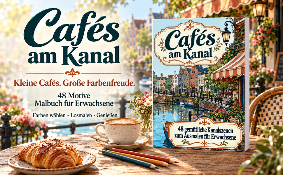 Originalcover: Cafés am Kanal. 48 Motive zum Ausmalen.