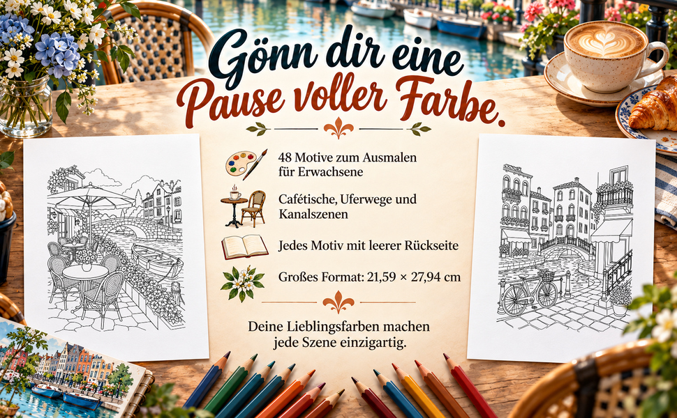 Zwei Originalseiten, Motivzahl, leere Rückseiten und großes Buchformat.