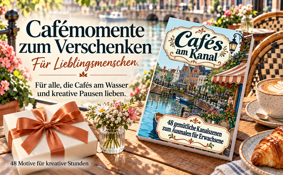 Geschenkidee mit dem Originalcover von „Cafés am Kanal“.