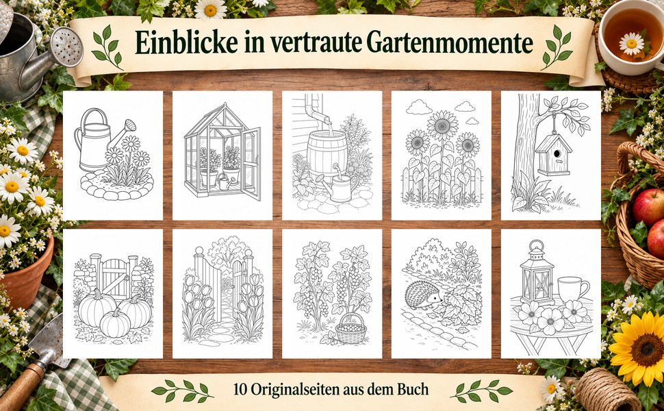 Zehn Originalseiten aus „Damals im Garten“.
