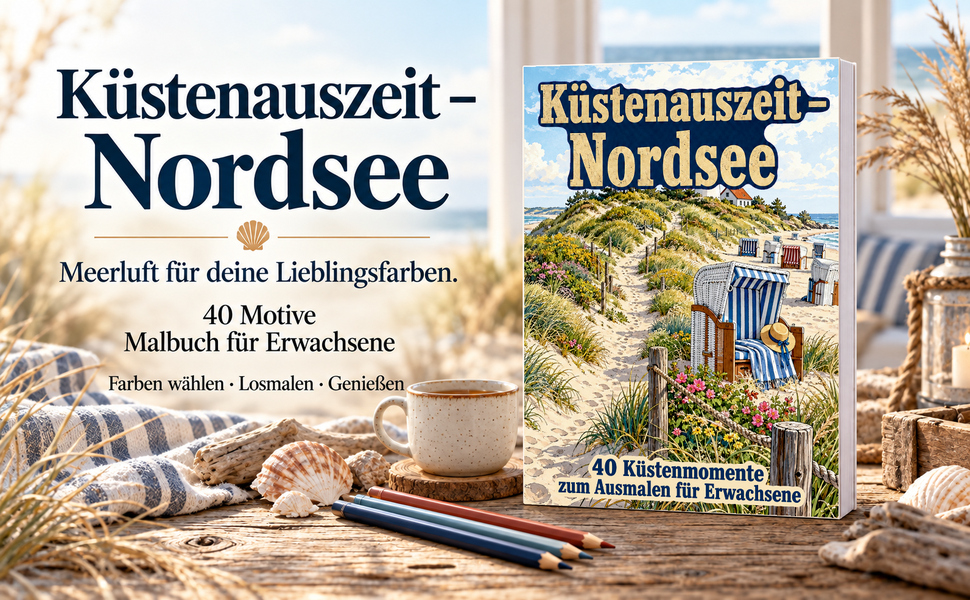 Originalcover: Küstenauszeit – Nordsee. 40 Motive zum Ausmalen.