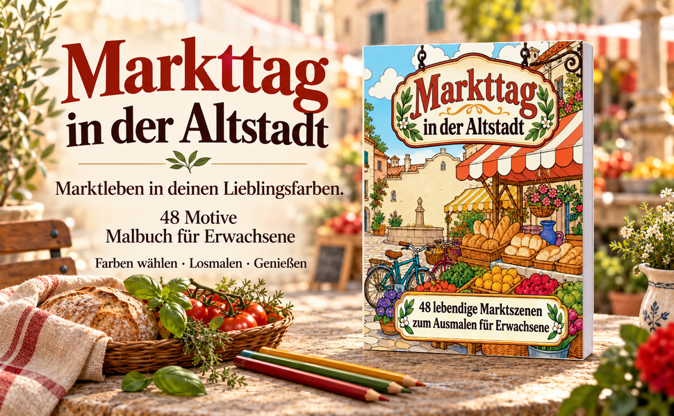 Originalcover: Markttag in der Altstadt. 48 Motive zum Ausmalen.