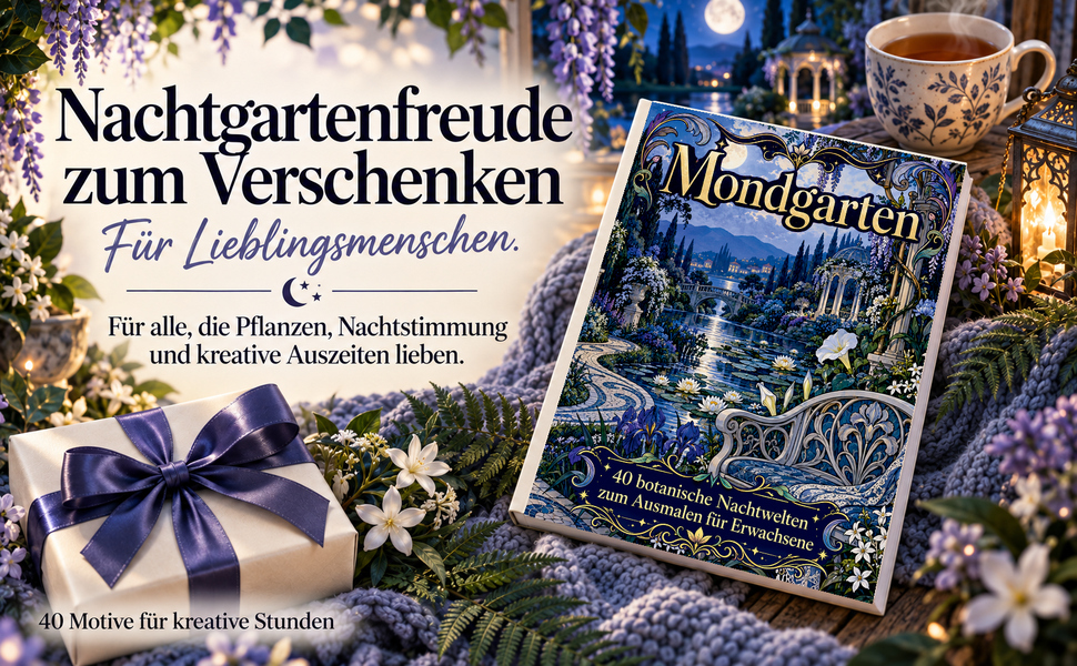 Geschenkidee mit dem Originalcover von „Mondgarten“.